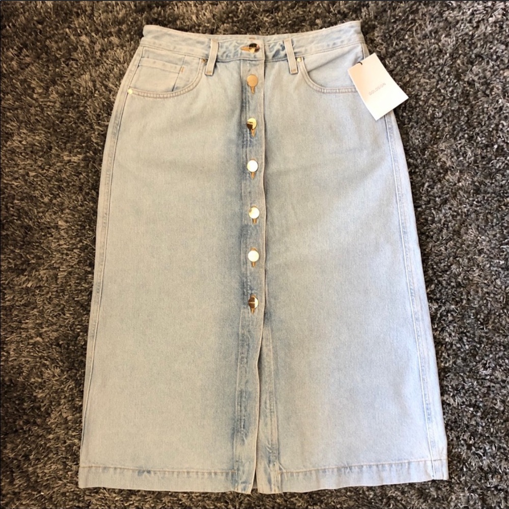 NWT Goldsign Button Up Denim skirt